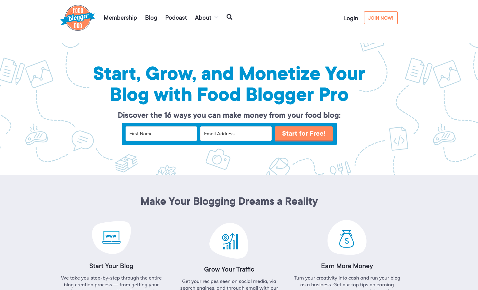 Food Blogger Pro home page opt-in