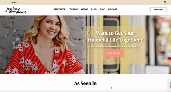 Gif of Jessica Moorhouse home page opt-in