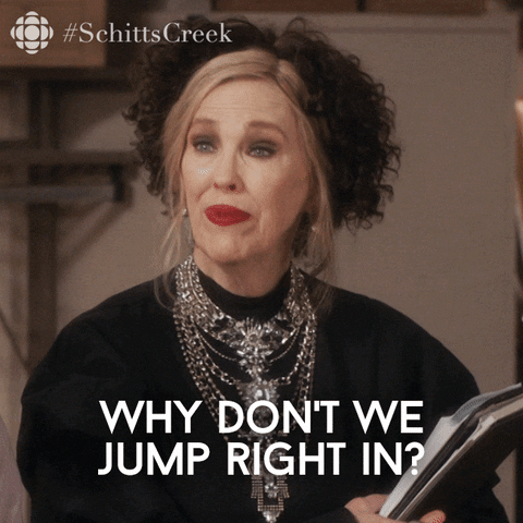 Gif of woman saying, "Why don't we jump right in?"